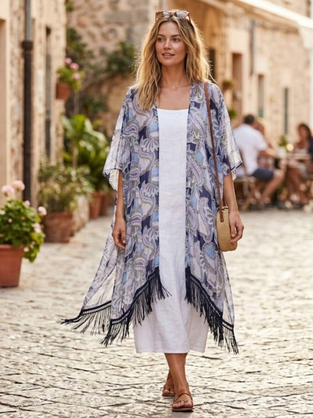 Victoria's Secret Swimwear‎ floral Print W Fringe Poncho Cover-Up Medium